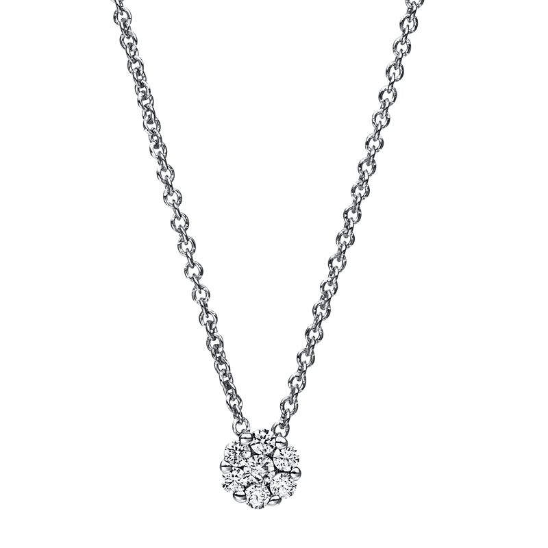 Collier 14 kt WG, 6 Brill. 0,12 ct, TW-si, 1 Brill. 0,04 ct, TW-si