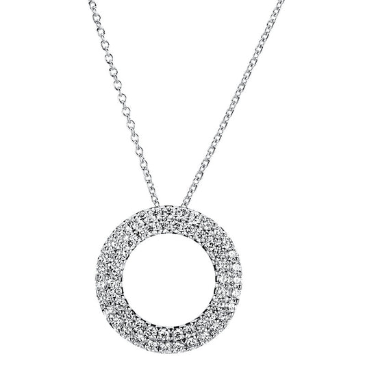 Collier 18 kt WG, Zwischenöse 39 + 40,5 cm, 57 Brill. 0,51 ct, W-si