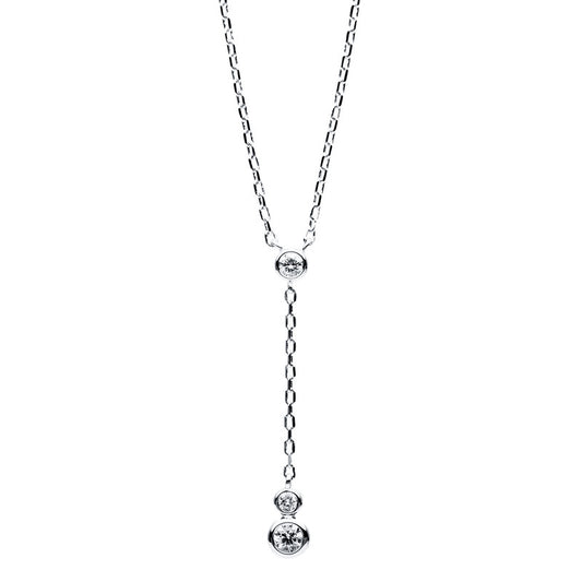 Collier 18 kt WG, 47 cm mit ZÖ 44,5m+42 cm, 1 Brill. 0,08 ct, TW-si, 2 Brill. 0,07 ct, TW-si