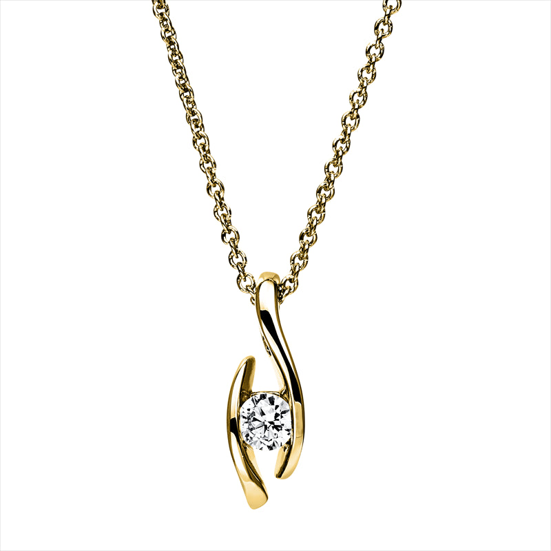 Collier 14 kt GG, mit ZÖ 40+42,5 cm, 1 Brill. 0,20 ct, TW-si