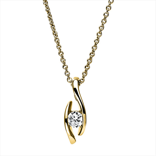 Collier 14 kt GG, mit ZÖ 40+42,5 cm, 1 Brill. 0,20 ct, TW-si