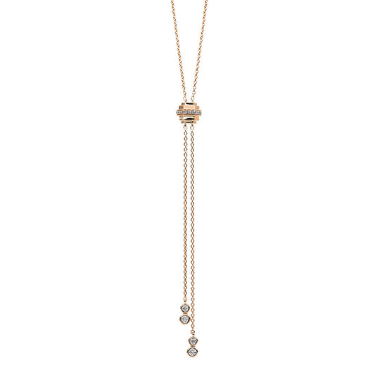 Collier 14 kt RG, 18 Brill. 0,07 ct, TW-si, 2 Brill. 0,05 ct, TW-si, 2 Brill. 0,04 ct, TW-si