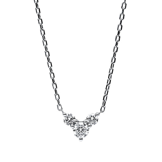 Collier 14 kt WG, ZÖ 40 + 42,5 cm, 1 Brill. 0,18 ct, TW-si, 2 Brill. 0,13 ct, TW-si, L:45 cm