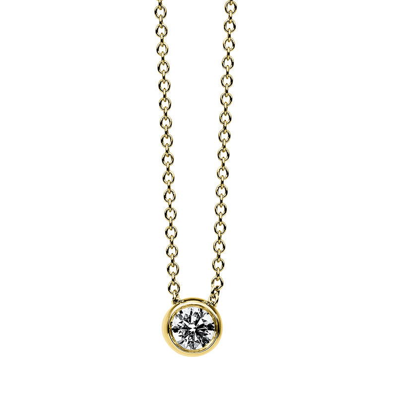 Collier 14 kt GG, mit ZÖ 40 cm + 42.5cm, 1 Brill. 0,20 ct, TW-si