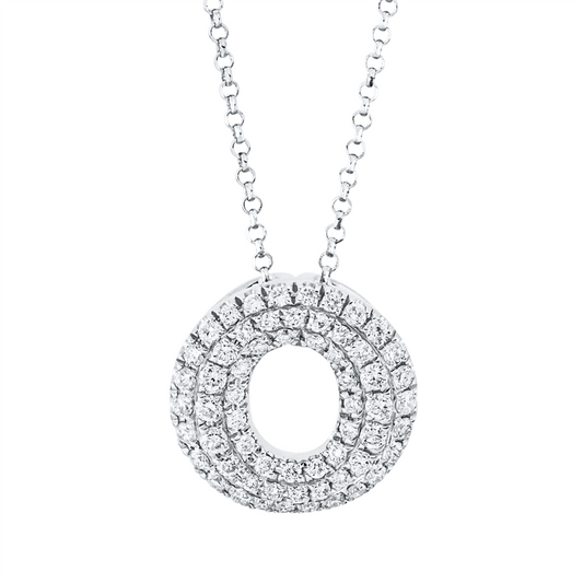 Collier 18 kt WG, mit ZÖ 38,1 cm + 40,6 cm, 61 Brill. 0,40 ct, TW-si