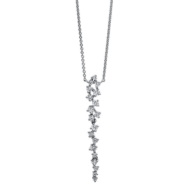 Collier 18 kt WG, mit ZÖ 40 cm + 43 cm, 13 Brill. 0,36 ct, TW-si, 6 Brill. 0,08 ct, TW-si