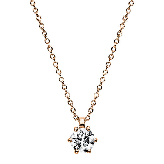 Collier 18 kt RG, GIA1395867333, 1 Brill. 0,40 ct, F-si