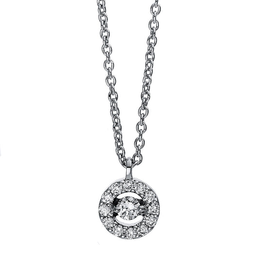 Collier 18 kt WG, mit Öse, 13 Brill. 0,10 ct, W-si