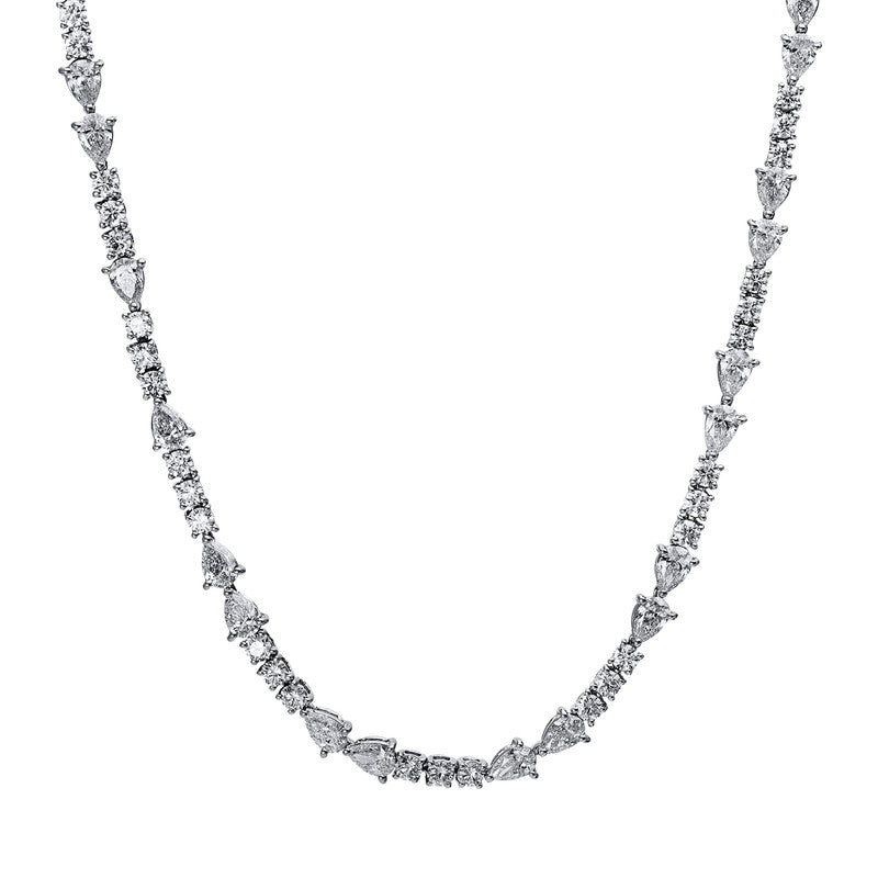 Collier 18 kt WG, 70 Tropfen 14,82 ct, TW-si, 108 Brill. 7,53 ct, TW-si, 1 Dia. 0,02 ct, divers