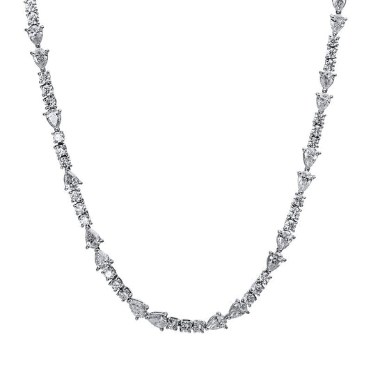 Collier 18 kt WG, 70 Tropfen 14,82 ct, TW-si, 108 Brill. 7,53 ct, TW-si, 1 Dia. 0,02 ct, divers