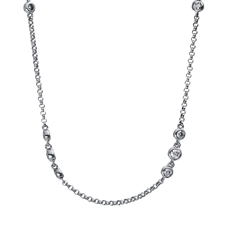 Collier 18 kt WG, mit ZÖ 40 cm + 43 cm, 24 Brill. 1,20 ct, TW-si
