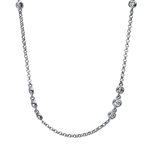 Collier 18 kt WG, mit ZÖ 40 cm + 43 cm, 24 Brill. 1,20 ct, TW-si