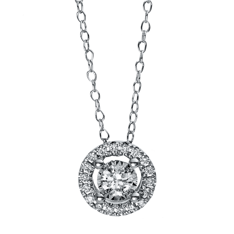 Collier 18 kt WG, Ankerkette, 19 Brill. 0,35 ct, TW-si