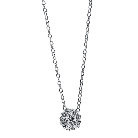 Collier 18 kt WG, Ankerkette, 7 Brill. 0,40 ct, TW-si