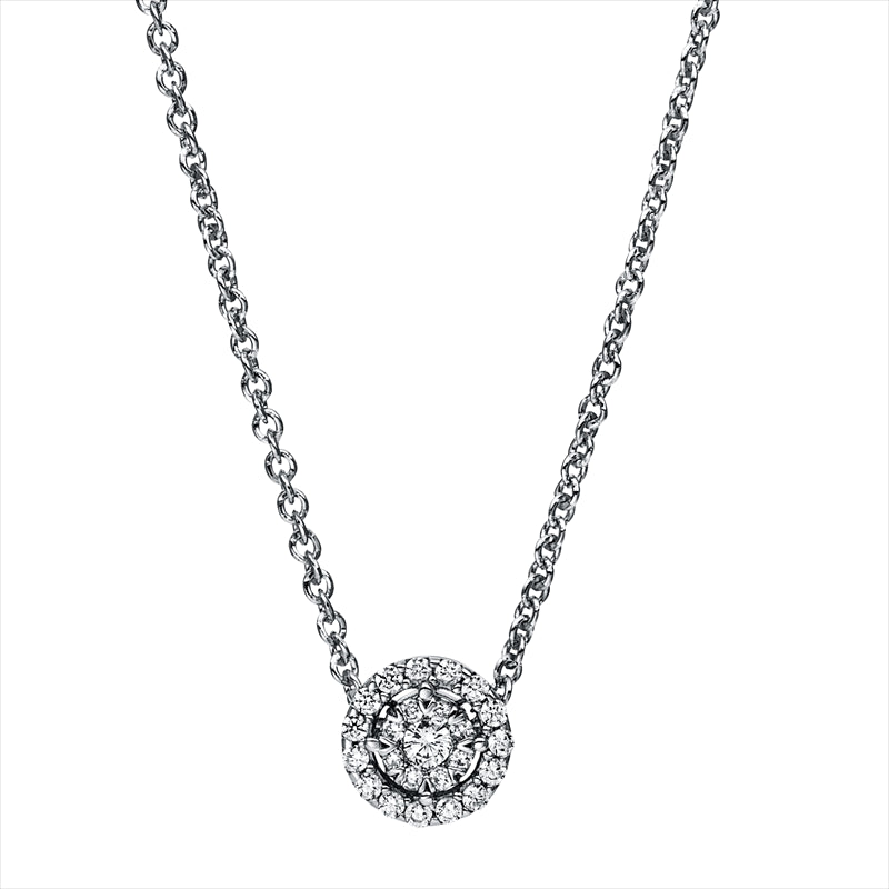 Collier 14 kt WG, Ankerkette, 24 Brill. 0,12 ct, TW-si