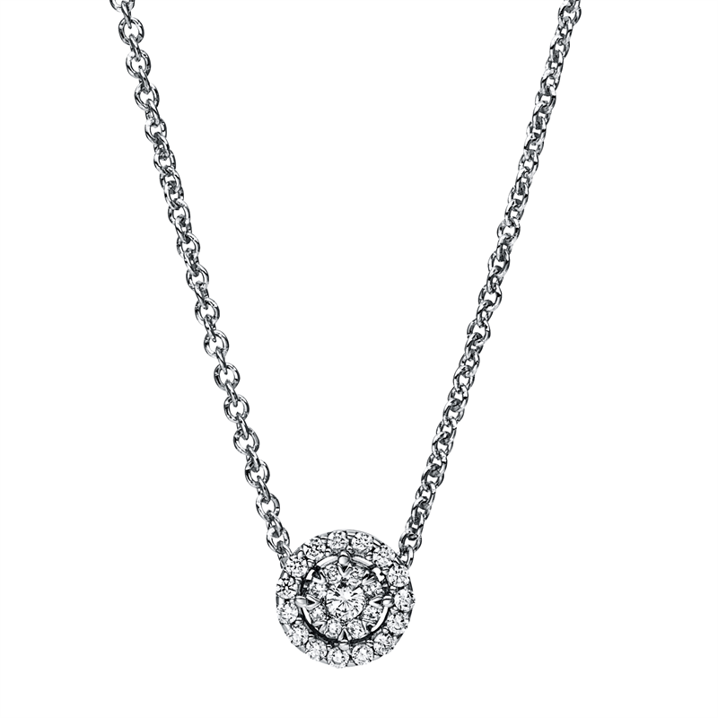 Collier 14 kt WG, 1 Brill. 0,03 ct, TW-si, 23 Brill. 0,10 ct, TW-si