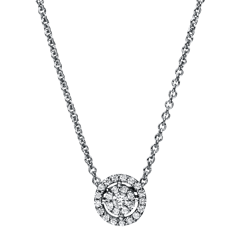 Collier 14 kt WG, 1 Brill. 0,05 ct, TW-si, 25 Brill. 0,14 ct, TW-si