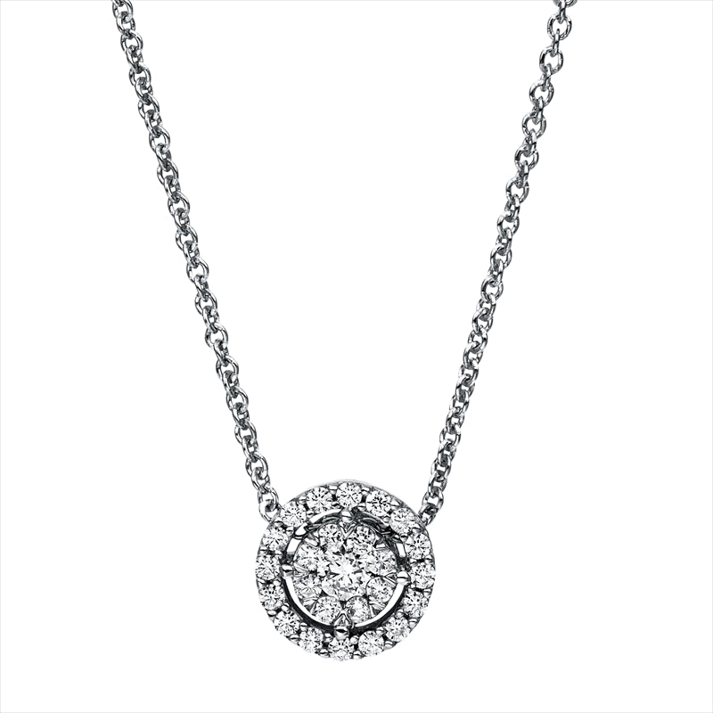 Collier 18 kt WG, Ankerkette, 1 Brill. 0,08 ct, TW-si, 24 Brill. 0,23 ct, TW-si