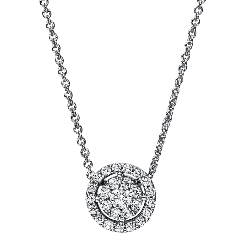 Collier 14 kt WG, 1 Brill. 0,11 ct, TW-si, 25 Brill. 0,30 ct, TW-si
