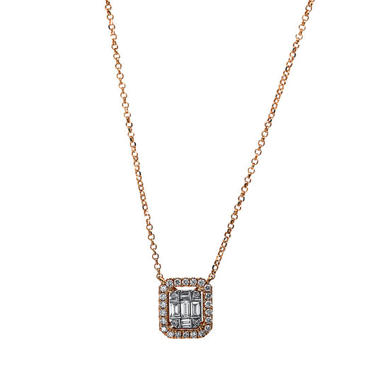 Collier 18 kt RG, 5 Bag. 0,10 ct, TW-si, 26 Brill. 0,14 ct, TW-si