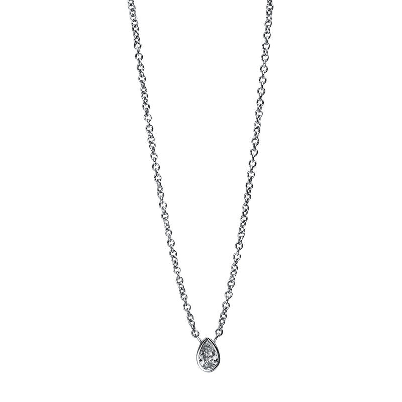 Collier 18 kt WG, 1 Tropfen 0,10 ct, TW-si