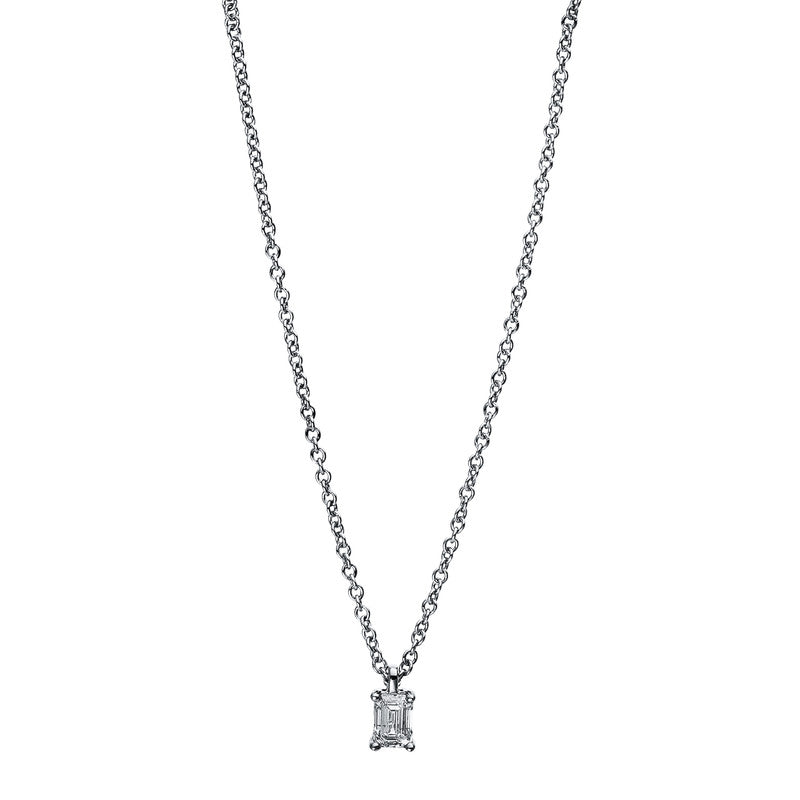 Collier 18 kt WG, Karabiner, 1 Sm.schliff 0,14 ct, TW-si