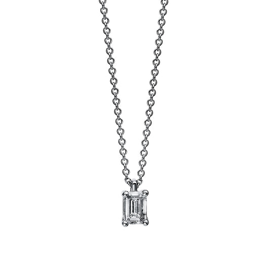 Collier 18 kt WG, Karabiner, 1 Sm.schliff 0,24 ct, TW-si