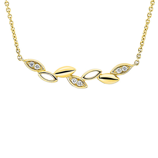 Collier 14 kt GG, mit ZÖ 41 cm & 43 cm, 6 Brill. 0,06 ct, TW-si