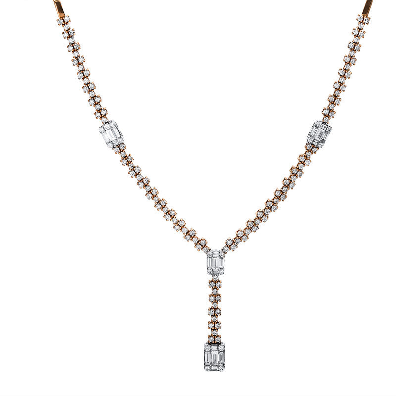 Collier 18 kt RG+WG, 20 Bag. 0,66 ct, TW-si, 139 Brill. 1,20 ct, TW-si