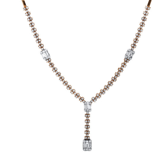 Collier 18 kt RG+WG, 20 Bag. 0,66 ct, TW-si, 139 Brill. 1,20 ct, TW-si