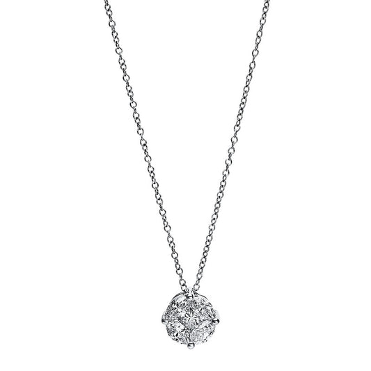 Collier 18 kt WG, 1 Princ. 0,23 ct, TW-si, 4 Nav. 0,53 ct, TW-si