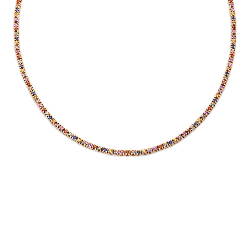 Collier 18 kt RG, 147 Saphire 4,00 ct multicolor