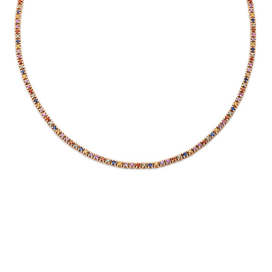 Collier 18 kt RG, 147 Saphire 4,00 ct multicolor