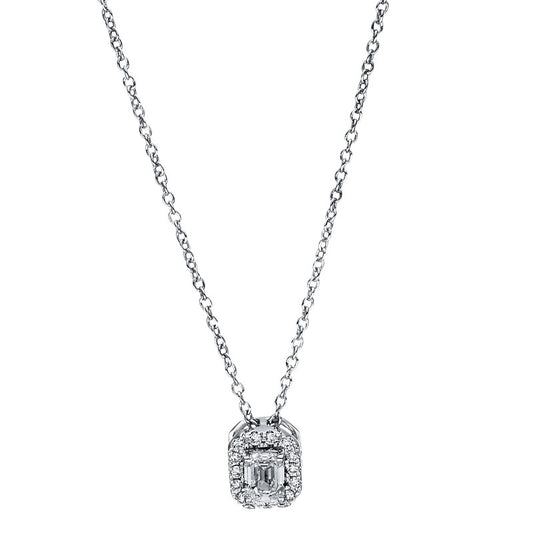 Collier 18 kt WG, 1 Sm.schliff 0,24 ct, TW-si, 14 Brill. 0,07 ct, TW-si