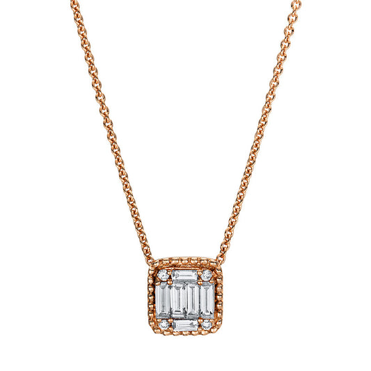 Collier 18 kt RG, 6 Bag. 0,20 ct, TW-si, 4 Brill. 0,02 ct, TW-si