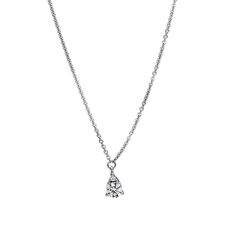 Collier 18 kt WG, mit ZÖ 40 cm + 43 cm, 1 Brill. 0,01 ct, TW-si, 1 Brill. 0,13 ct, TW-si