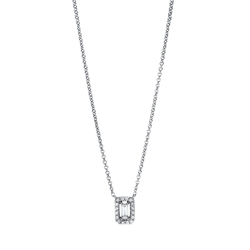 Collier 18 kt WG, 1 Bag. 0,06 ct, TW-si, 16 Brill. 0,06 ct, TW-si