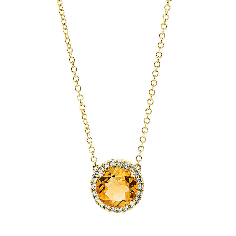 Collier 18 kt GG, 22 Brill. 0,10 ct, TW-si, 1 Citrin 1,20 ct