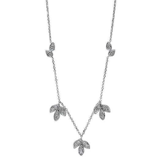 Collier 18 kt WG, mit ZÖ 40,6, 43,1 cm, 26 Brill. 0,34 ct, TW-si