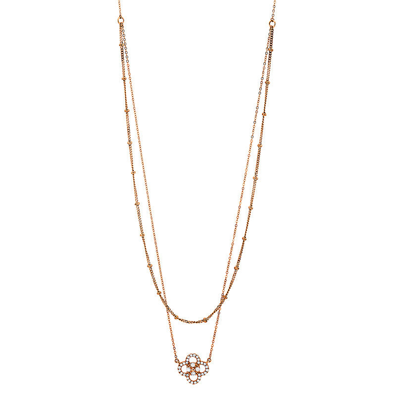 Collier 14 kt RG, 32 Brill. 0,14 ct, W-si