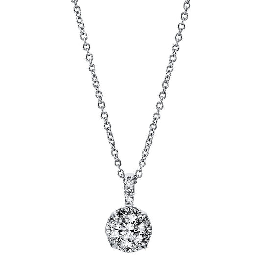 Collier 18 kt WG, mit Öse, 1 Brill. 0,31 ct, TW-si, 12 Brill. 0,39 ct, TW-si