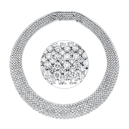 Collier 18 kt WG, 1098 Brill. 71,62 ct, TW-vsi/si