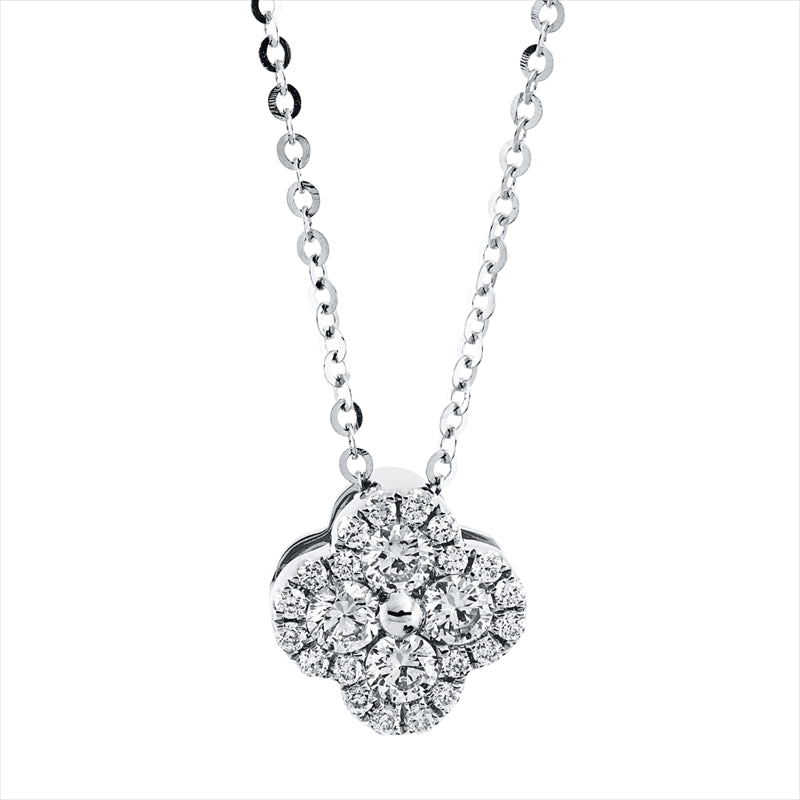 Collier 18 kt WG, mit ZÖ 42 cm, 24 Brill. 0,29 ct, TW-si