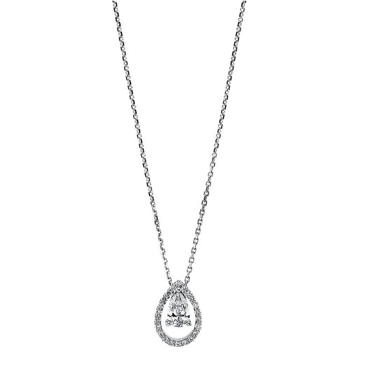 Collier 18 kt WG, 1 Tropfen 0,34 ct, TW-vsi/si, 22 Brill. 0,14 ct, TW-vsi/si