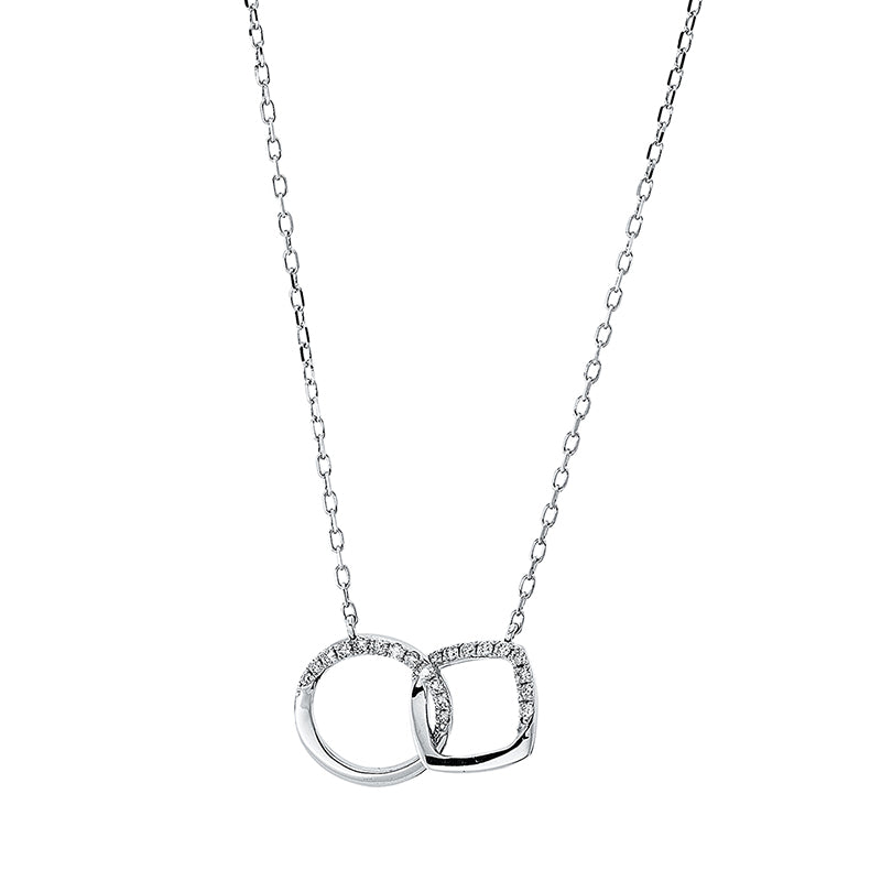 Collier 18 kt WG, mit ZÖ 40 cm + 43 cm, 22 Brill. 0,14 ct, TW-pi