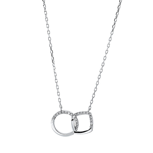 Collier 18 kt WG, mit ZÖ 40 cm + 43 cm, 22 Brill. 0,14 ct, TW-pi