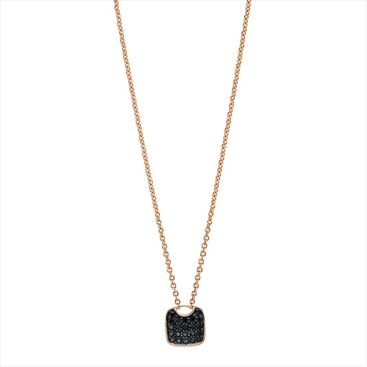 Collier 18 kt RG, Fassung schwarz rhodiniert, 22 Brill. 0,08 ct, schwarz