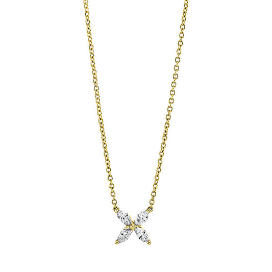 Collier 18 kt GG, 4 Nav. 0,49 ct, F-si