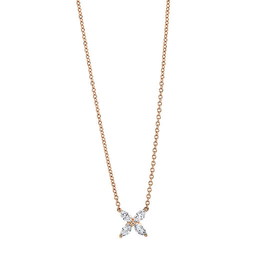 Collier 18 kt RG, 4 Nav. 0,49 ct, F-si