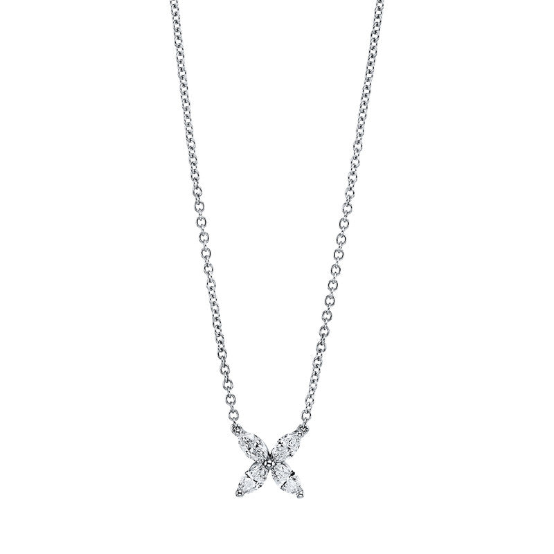 Collier 18 kt WG, 4 Nav. 0,44 ct, F-si